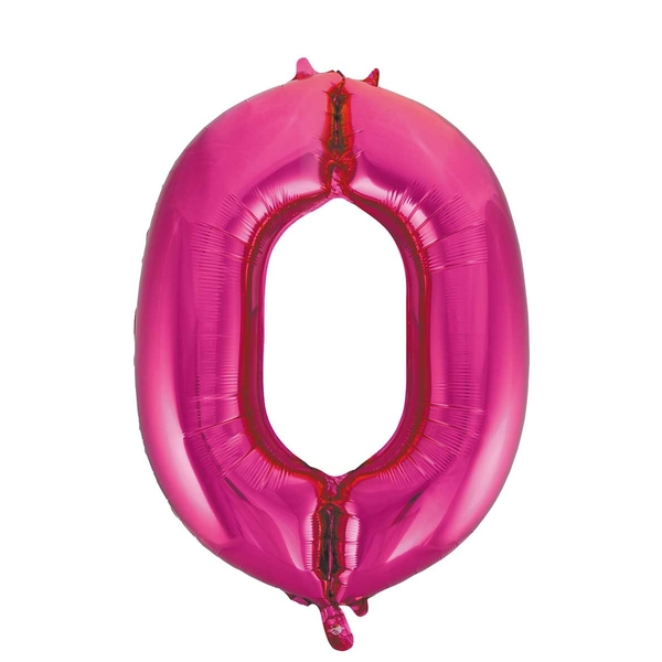 Folieballon 0 roze 92 cm