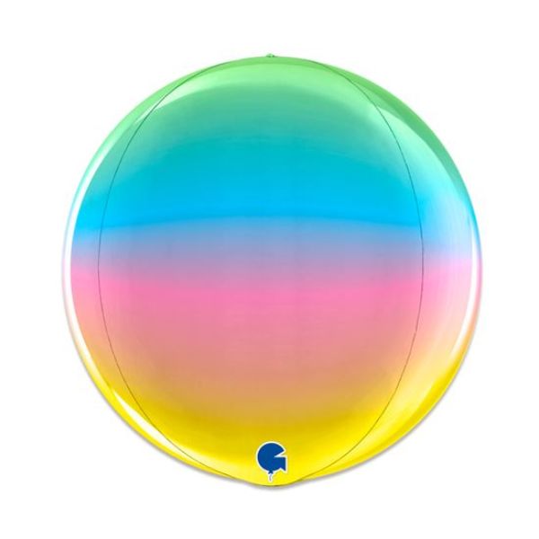 Folieballon globe regenboog