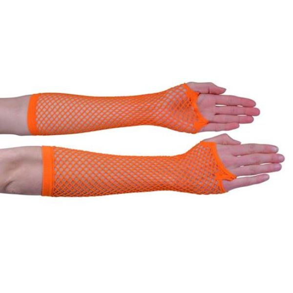 Handschoenen lang fluor oranje