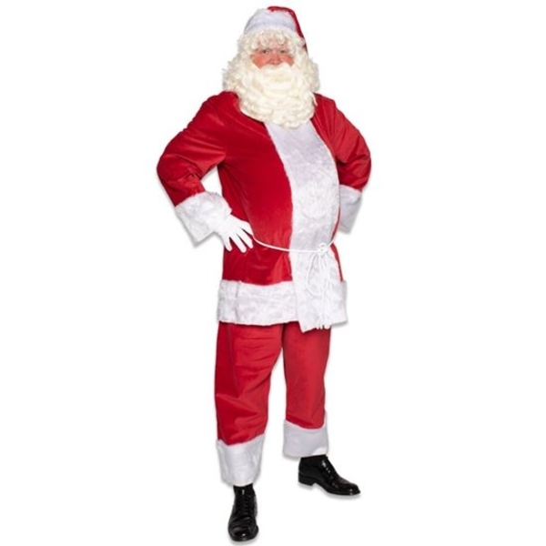Kerstmanpak kostuum polyester-fluweel