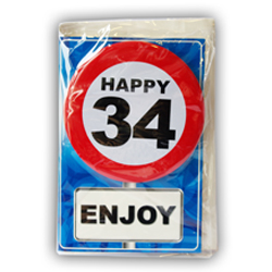 Happy age kaart 34 jaar enjoy met button