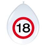 ballonnen 12" (30 cm) verkeersbord 18 jaar
