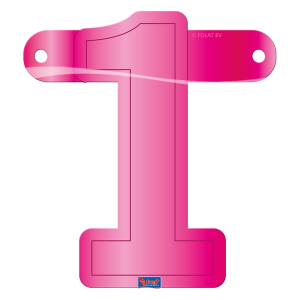 Banner letter cijfer 1 roze