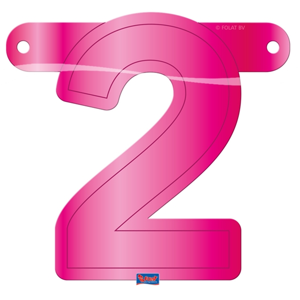 Banner letter cijfer 2 roze