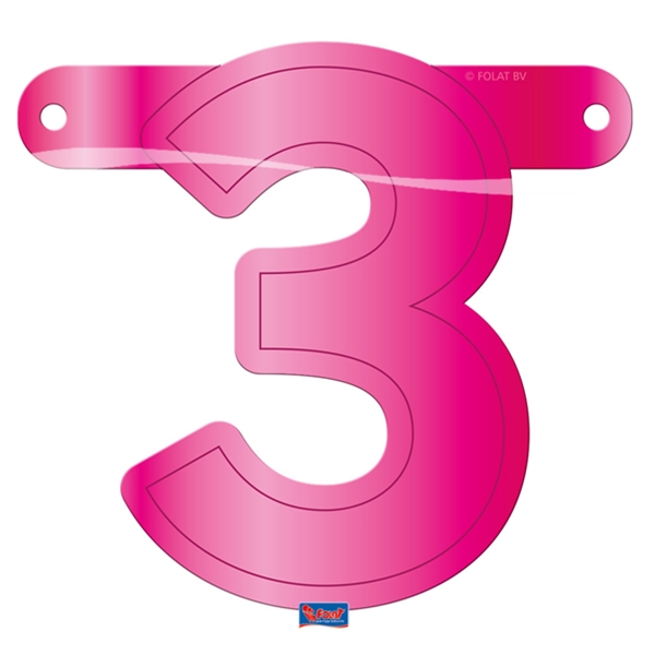 Banner letter cijfer 3 roze