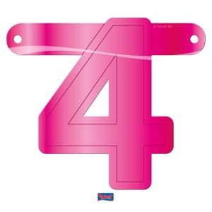 Banner letter cijfer 4 roze