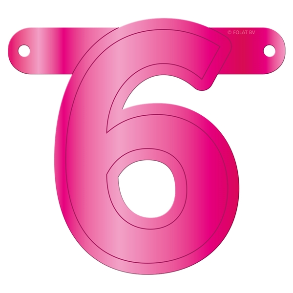 Banner letter cijfer 6 roze