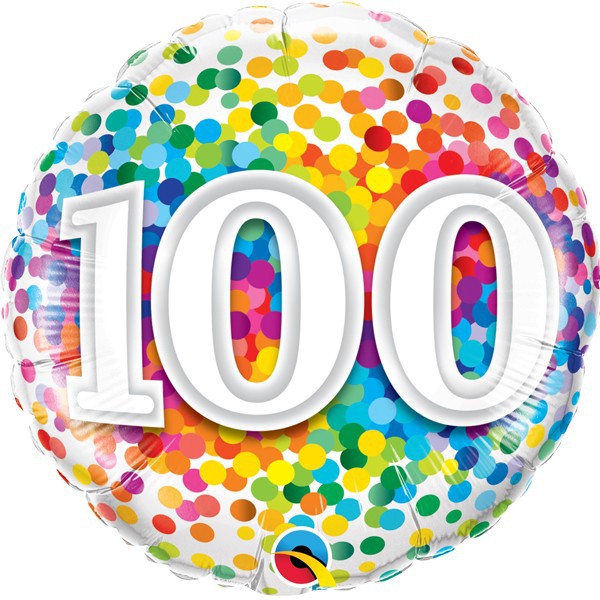 Folieballon 100 rainbow confetti