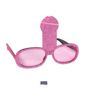 Penisbril roze met glitter
