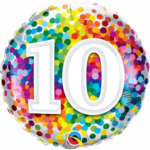 Folieballon 10 rainbow confetti