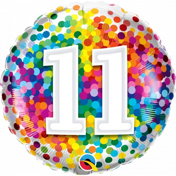 Folieballon 11 rainbow confetti