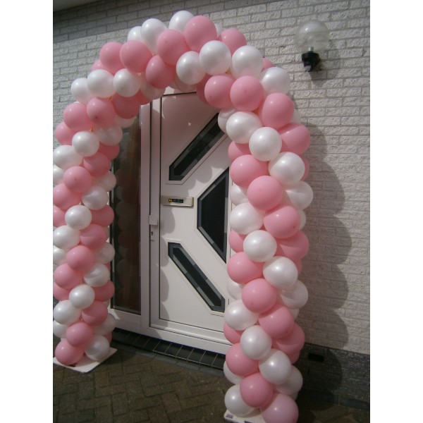 ballonboog-enkeldeurs wit-roze