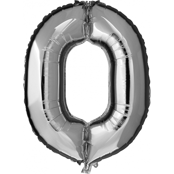 Folieballon "0" zilver