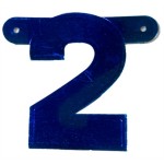 Banner letter cijfer 2 blauw metallic