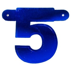 Banner letter 5 blauw metallic