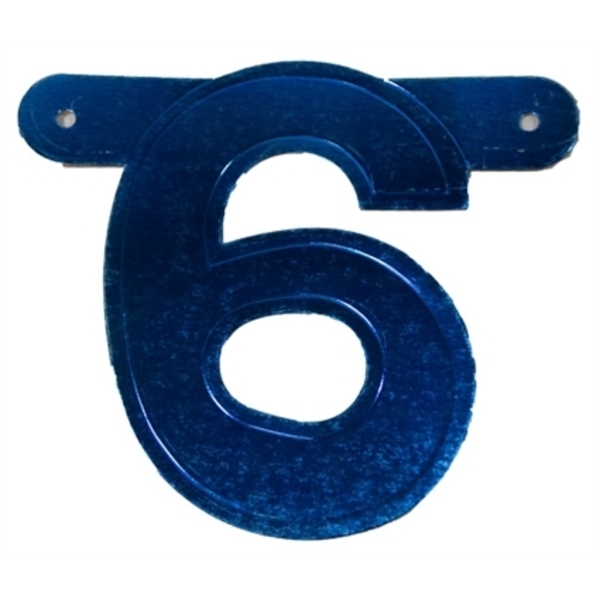 Banner letter 6 blauw metallic
