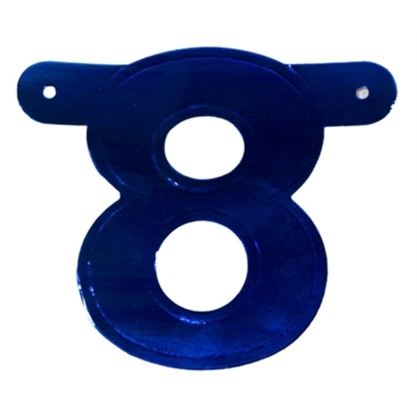 Banner letter cijfer 8 blauw metallic