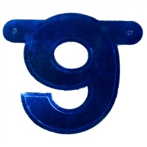 Bannerletter cijfer 9 blauw metallic