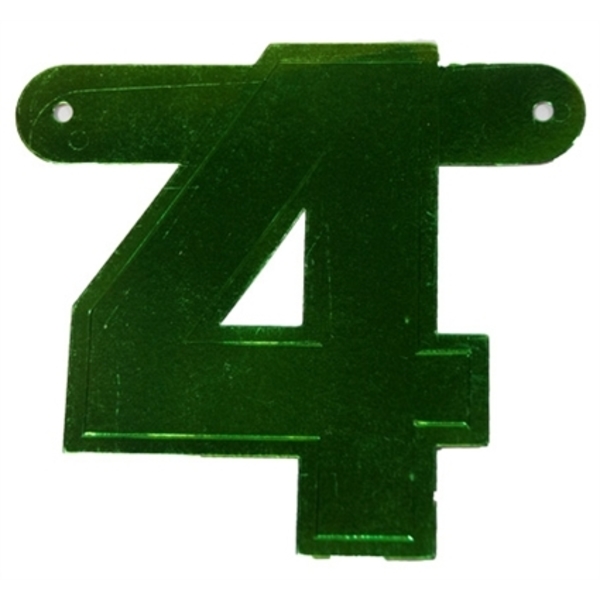 Banner letter cijfer 4 groen metallic