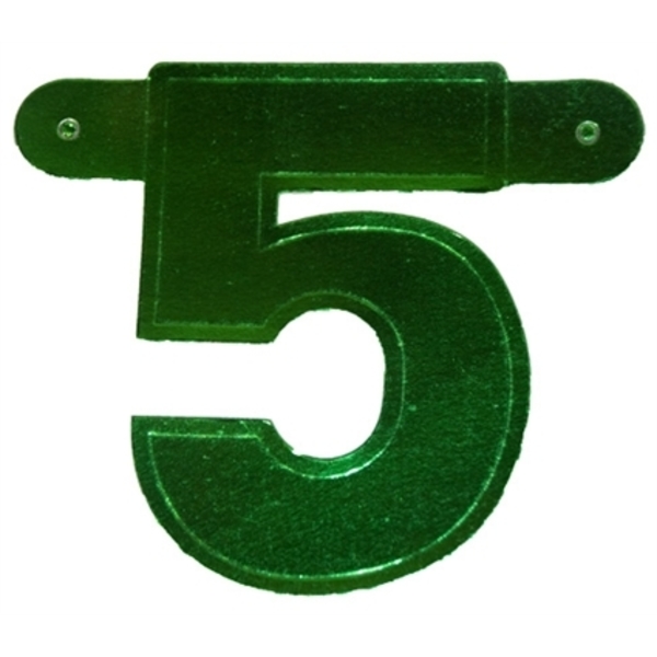 Bannerletter cijfer 5 groen metallic