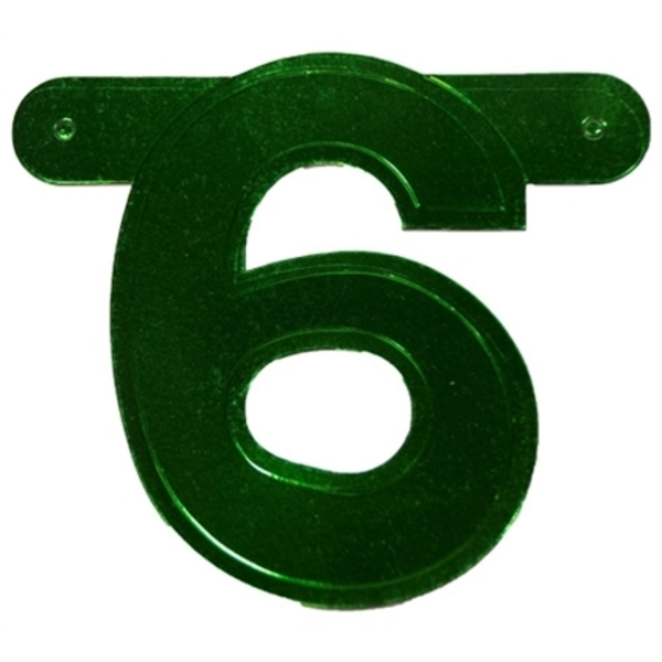Banner letter cijfer 6 groen metallic