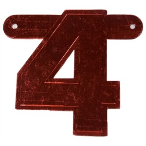 Banner letter cijfer 4 rood metallic