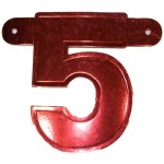 Bannerletter cijfer 5 rood metallic