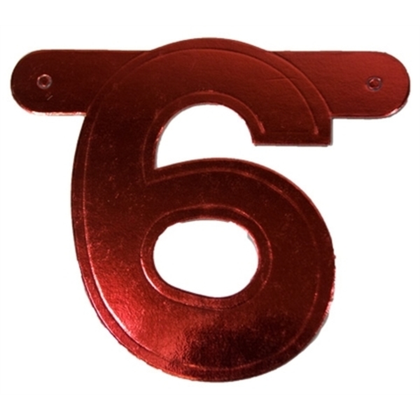 Banner letter cijfer 6 rood metallic