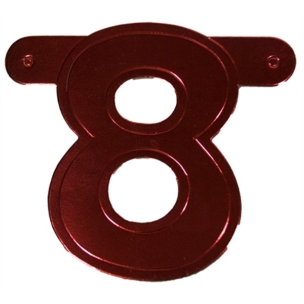 Banner letter cijfer 8 rood metallic