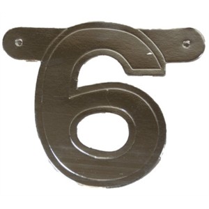 Banner letter cijfer 6 zilver metallic