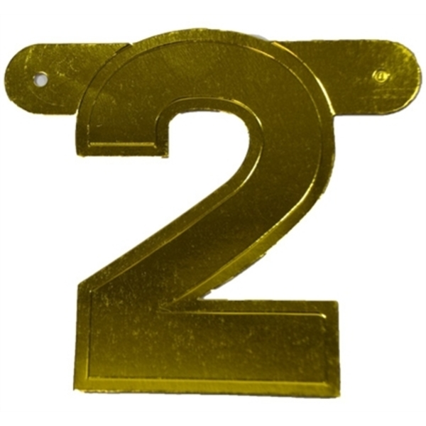 Banner letter cijfer 2 goud metallic