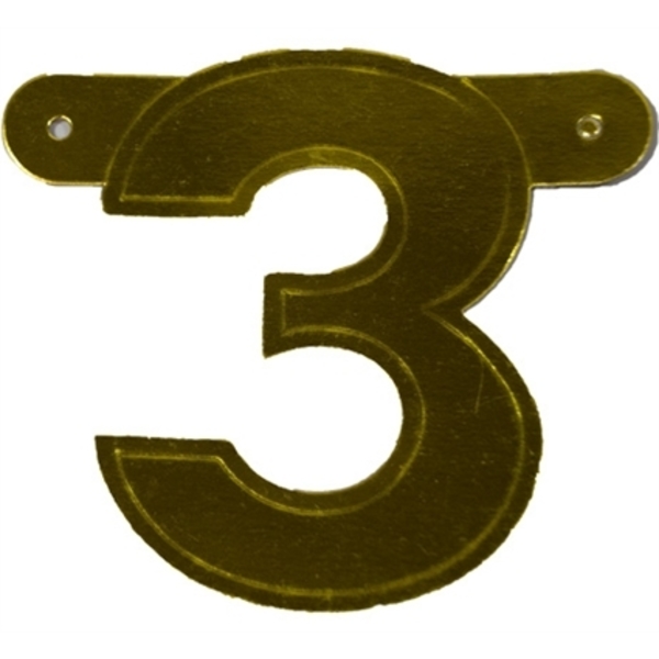 Banner letter cijfer 3 goud metallic