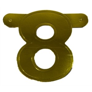 Banner letter cijfer 8 goud metallic