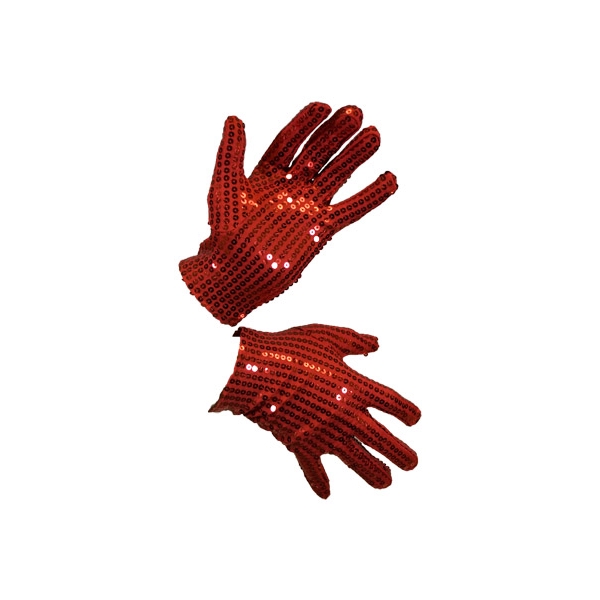 Handschoenen pailetten rood rondom