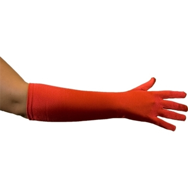 Handschoenen satijn luxe rood 40 cm