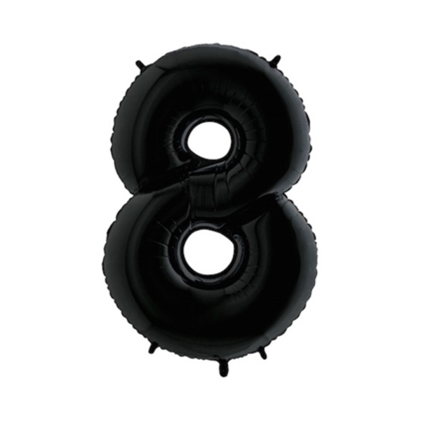 Folieballon zwart 100 cm cijfer 8