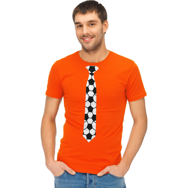 emulsie Prestatie Circus T-shirt oranje met stropdas print - feestartikelen bestellen oranje