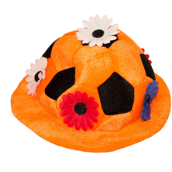 Oranje hoed met bloemen