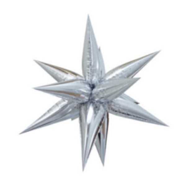 Folieballon Silver Glitz 3D Star-Jumbo