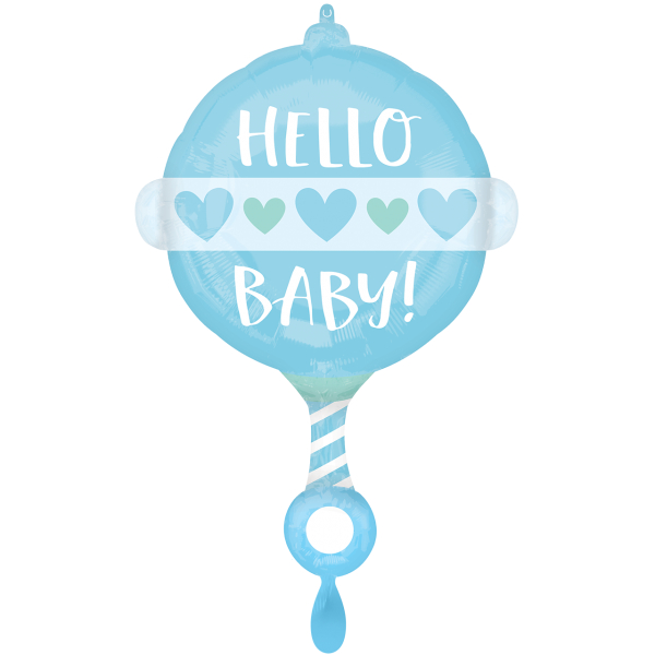 Folieballon Baby boy rattle