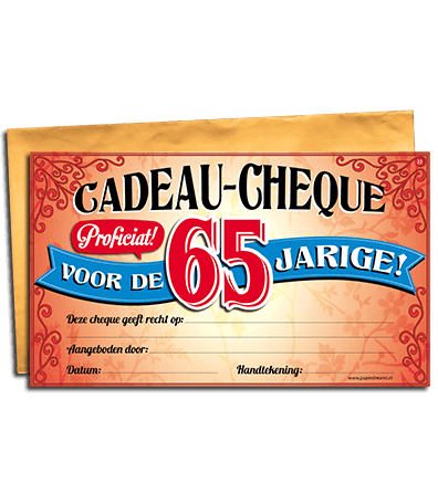 doen alsof zuiger Demonteer Cadeau cheque 65 jaar - goedkope kado artikelen on line feestartikelen