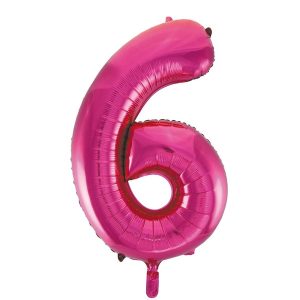 Folieballon 6 roze 92 cm