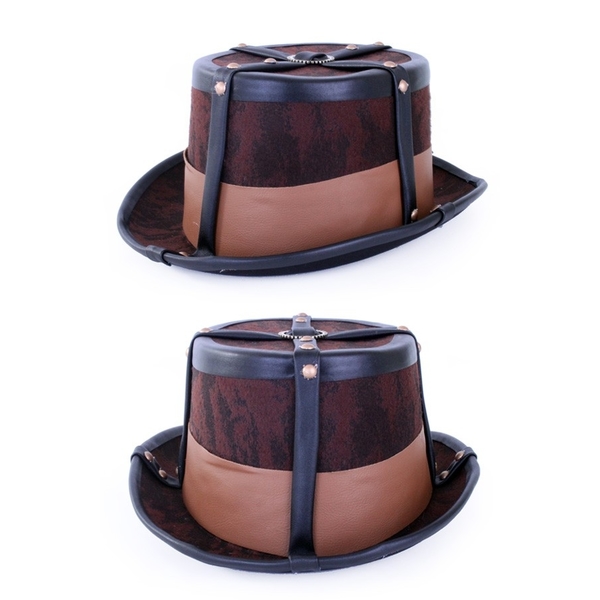 Steampunk hoed bruin decoratief
