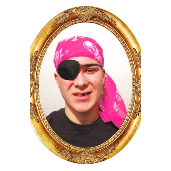 Piraten hoofddoek roze met opdruk
