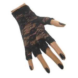 Handschoenen kort kant vingerloos zwart
