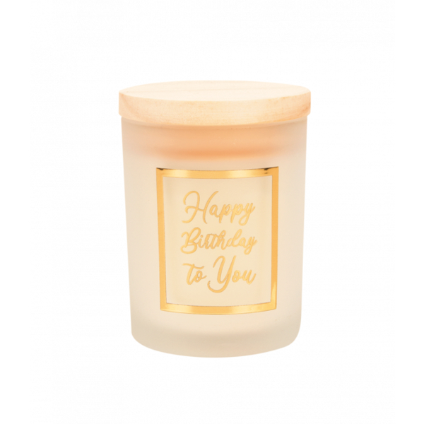 Scented candle white-rose gold Happy Bday