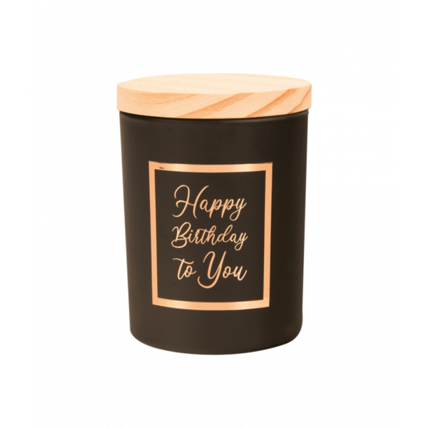 Scented candle black-rose gold Happy Bday