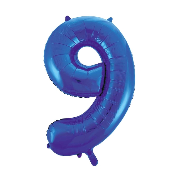 Folieballon 9 blauw 92 cm