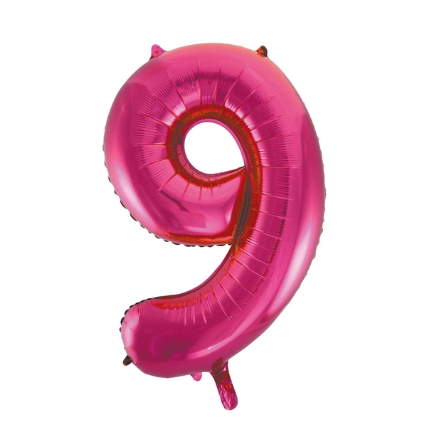 Folieballon 9 roze 92 cm