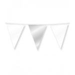 Party foil flags - pearl white and silver